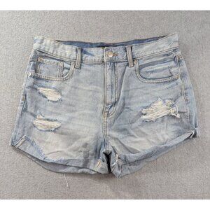 Aeropostale Denim Shorts Womens Size 12 Blue Distressed Cut Off Whiskers